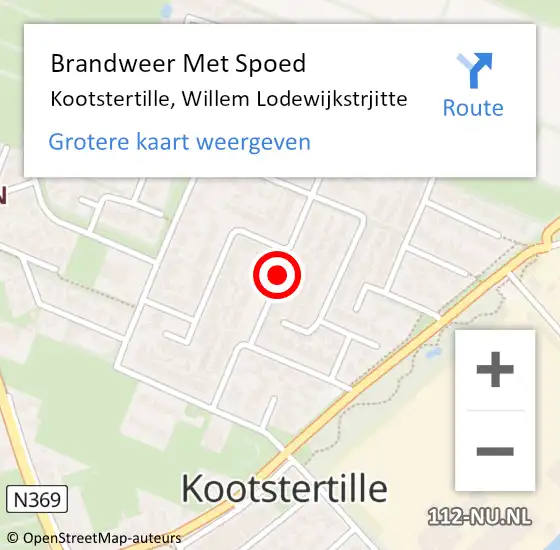 Locatie op kaart van de 112 melding: Brandweer Met Spoed Naar Kootstertille, Willem Lodewijkstrjitte op 12 oktober 2019 19:16