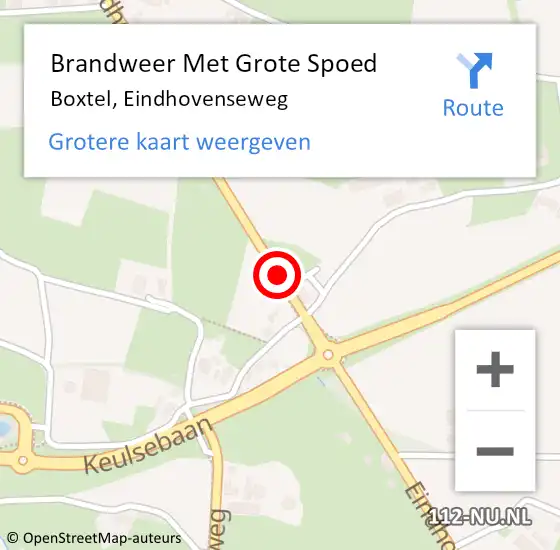 Locatie op kaart van de 112 melding: Brandweer Met Grote Spoed Naar Boxtel, Eindhovenseweg op 12 oktober 2019 21:30