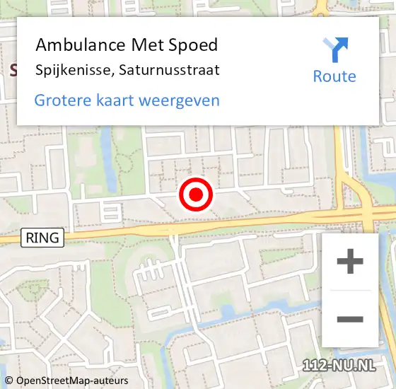 Locatie op kaart van de 112 melding: Ambulance Met Spoed Naar Spijkenisse, Saturnusstraat op 13 oktober 2019 08:02