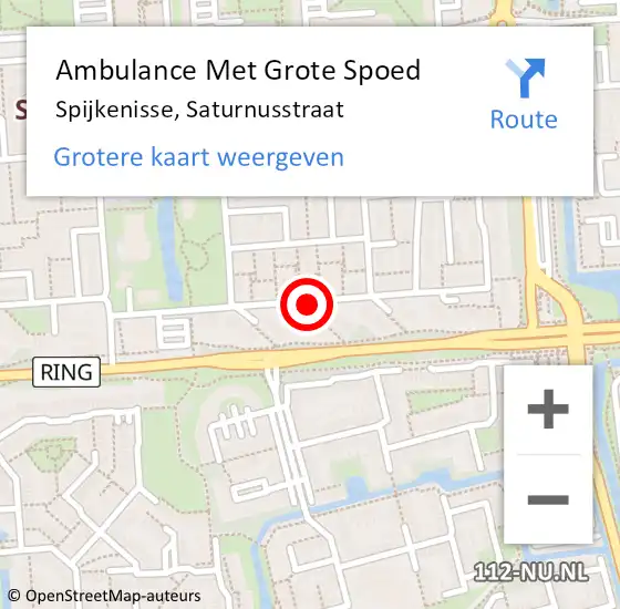 Locatie op kaart van de 112 melding: Ambulance Met Grote Spoed Naar Spijkenisse, Saturnusstraat op 13 oktober 2019 08:04