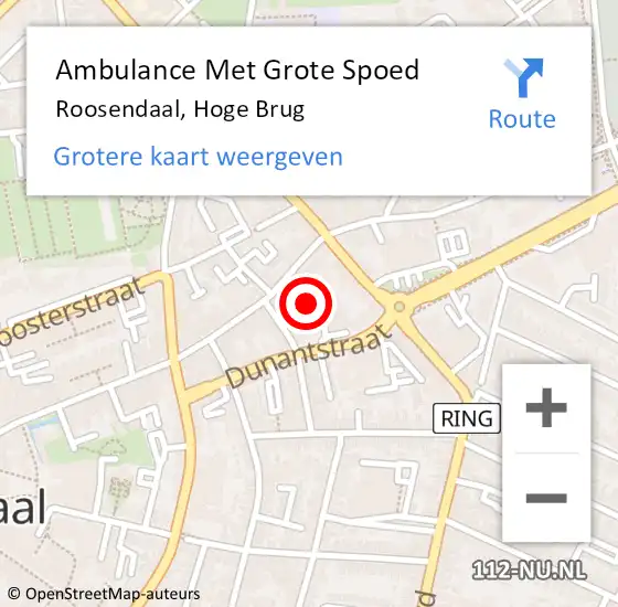 Locatie op kaart van de 112 melding: Ambulance Met Grote Spoed Naar Roosendaal, Hoge Brug op 13 oktober 2019 09:31