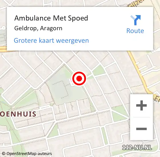 Locatie op kaart van de 112 melding: Ambulance Met Spoed Naar Geldrop, Aragorn op 13 oktober 2019 12:47