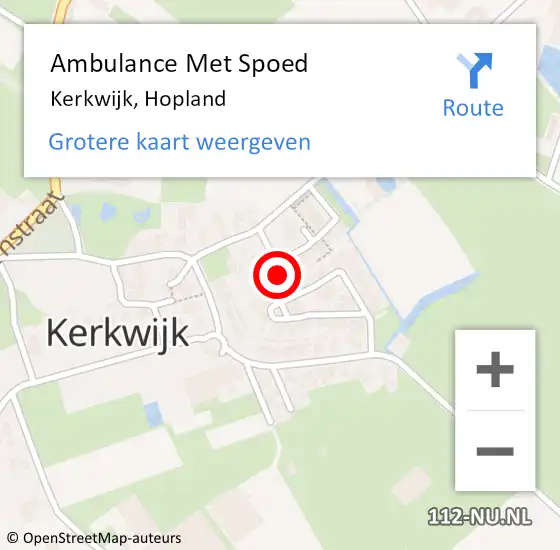Locatie op kaart van de 112 melding: Ambulance Met Spoed Naar Kerkwijk, Hopland op 13 oktober 2019 13:04