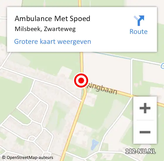 Locatie op kaart van de 112 melding: Ambulance Met Spoed Naar Milsbeek, Zwarteweg op 13 oktober 2019 14:46