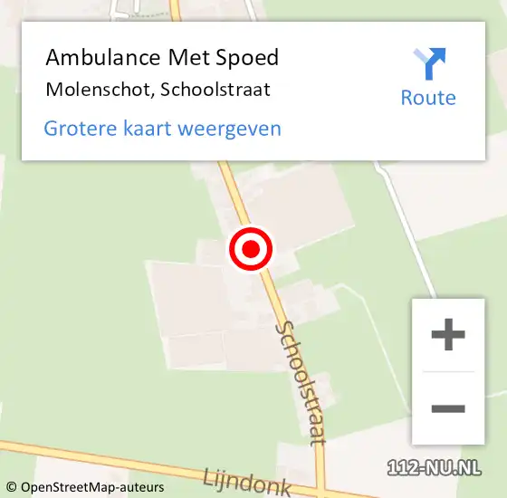 Locatie op kaart van de 112 melding: Ambulance Met Spoed Naar Molenschot, Schoolstraat op 14 oktober 2019 03:56
