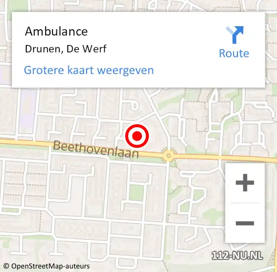 Locatie op kaart van de 112 melding: Ambulance Drunen, De Werf op 14 oktober 2019 05:09