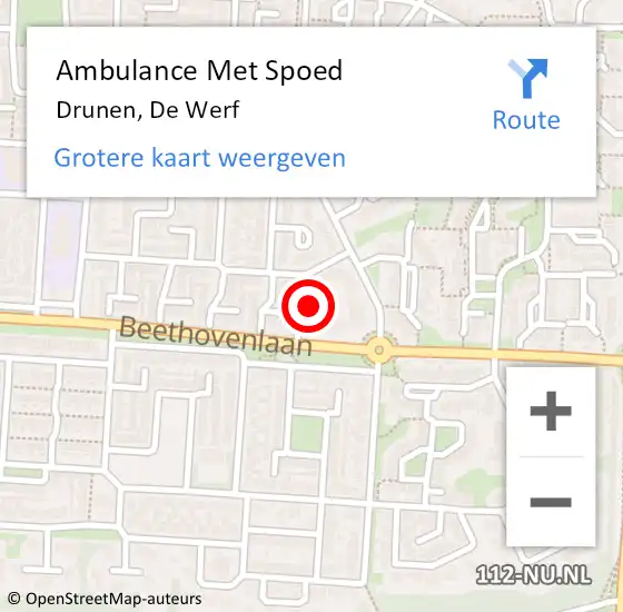 Locatie op kaart van de 112 melding: Ambulance Met Spoed Naar Drunen, De Werf op 14 oktober 2019 05:11