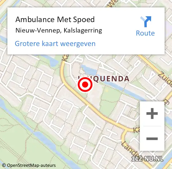Locatie op kaart van de 112 melding: Ambulance Met Spoed Naar Nieuw-Vennep, Kalslagerring op 14 oktober 2019 08:09