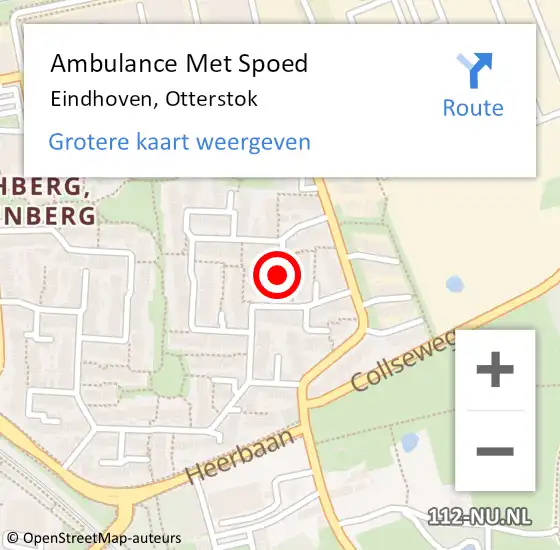 Locatie op kaart van de 112 melding: Ambulance Met Spoed Naar Eindhoven, Otterstok op 14 oktober 2019 08:54