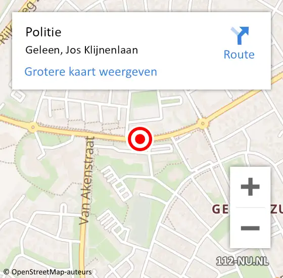 Locatie op kaart van de 112 melding: Politie Geleen, Jos Klijnenlaan op 14 oktober 2019 09:17