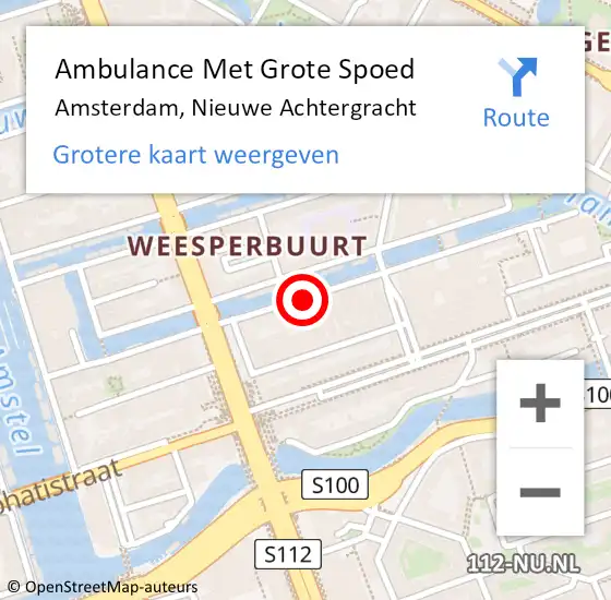 Locatie op kaart van de 112 melding: Ambulance Met Grote Spoed Naar Amsterdam, Nieuwe Achtergracht op 14 oktober 2019 15:45