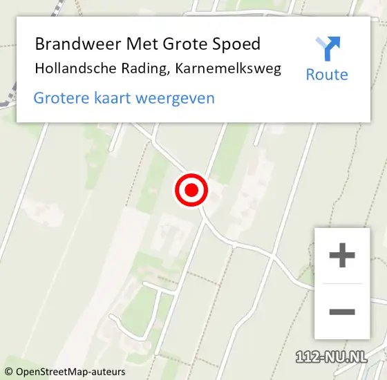 Locatie op kaart van de 112 melding: Brandweer Met Grote Spoed Naar Hollandsche Rading, Karnemelksweg op 14 oktober 2019 16:22