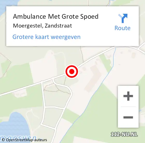 Locatie op kaart van de 112 melding: Ambulance Met Grote Spoed Naar Moergestel, Zandstraat op 14 oktober 2019 16:36