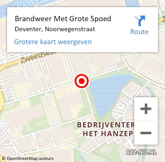 Locatie op kaart van de 112 melding: Brandweer Met Grote Spoed Naar Deventer, Noorwegenstraat op 15 oktober 2019 01:45