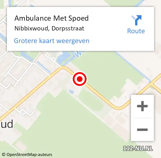 Locatie op kaart van de 112 melding: Ambulance Met Spoed Naar Nibbixwoud, Dorpsstraat op 15 oktober 2019 04:02
