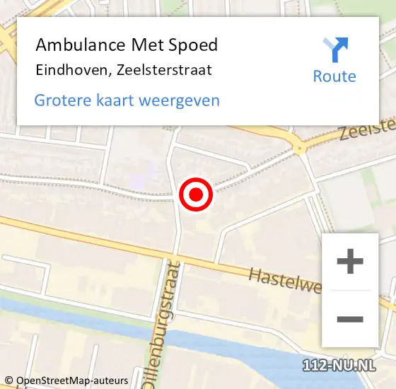 Locatie op kaart van de 112 melding: Ambulance Met Spoed Naar Eindhoven, Zeelsterstraat op 15 oktober 2019 08:13