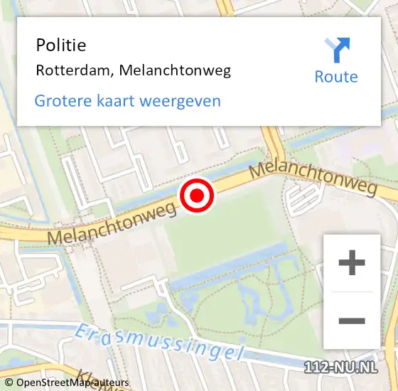 Locatie op kaart van de 112 melding: Politie Rotterdam, Melanchtonweg op 15 oktober 2019 08:47