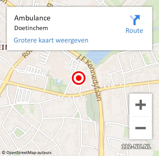 Locatie op kaart van de 112 melding: Ambulance Doetinchem op 15 oktober 2019 10:35