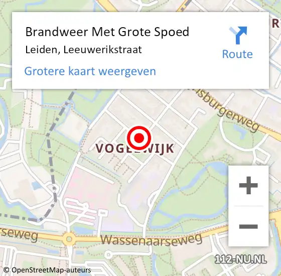 Locatie op kaart van de 112 melding: Brandweer Met Grote Spoed Naar Leiden, Leeuwerikstraat op 15 oktober 2019 11:45