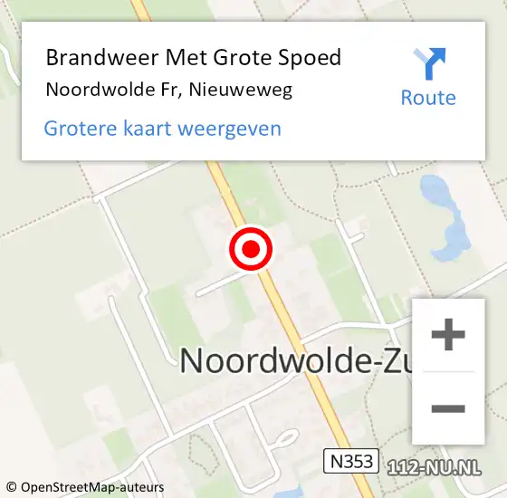 Locatie op kaart van de 112 melding: Brandweer Met Grote Spoed Naar Noordwolde Fr, Nieuweweg op 15 oktober 2019 12:48