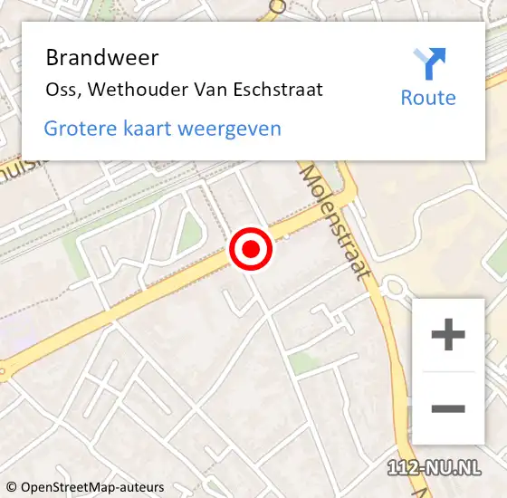 Locatie op kaart van de 112 melding: Brandweer Oss, Wethouder Van Eschstraat op 15 oktober 2019 12:50