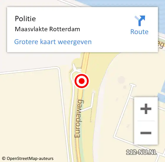 Locatie op kaart van de 112 melding: Politie Maasvlakte Rotterdam op 15 oktober 2019 13:31