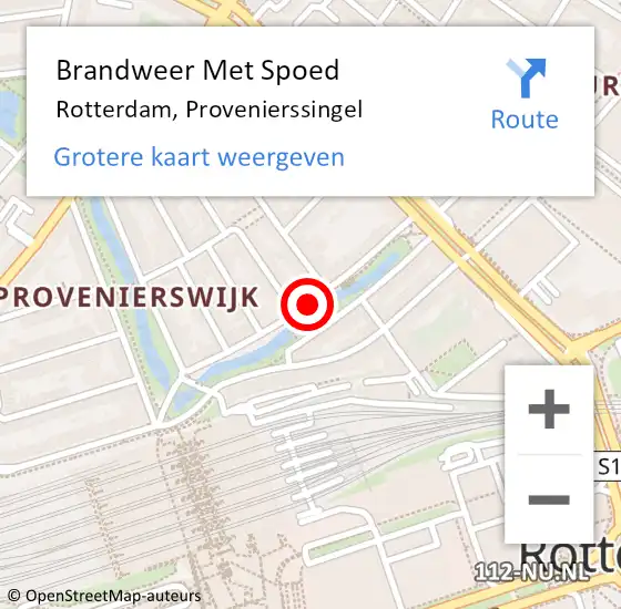 Locatie op kaart van de 112 melding: Brandweer Met Spoed Naar Rotterdam, Provenierssingel op 15 oktober 2019 15:27