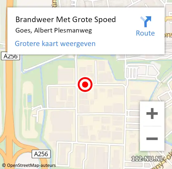 Locatie op kaart van de 112 melding: Brandweer Met Grote Spoed Naar Goes, Albert Plesmanweg op 15 oktober 2019 15:38