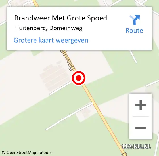 Locatie op kaart van de 112 melding: Brandweer Met Grote Spoed Naar Fluitenberg, Domeinweg op 15 oktober 2019 16:31