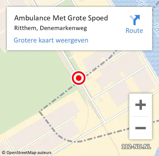 Locatie op kaart van de 112 melding: Ambulance Met Grote Spoed Naar Ritthem, Denemarkenweg op 15 oktober 2019 19:49