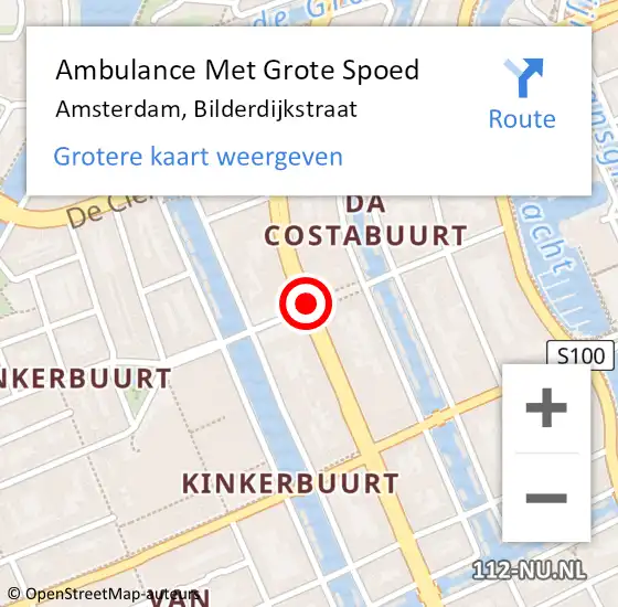 Locatie op kaart van de 112 melding: Ambulance Met Grote Spoed Naar Amsterdam, Bilderdijkstraat op 15 oktober 2019 20:32
