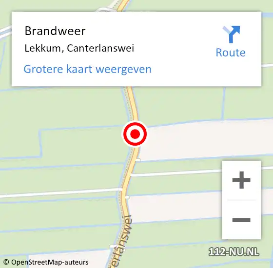 Locatie op kaart van de 112 melding: Brandweer Lekkum, Canterlanswei op 15 oktober 2019 23:32