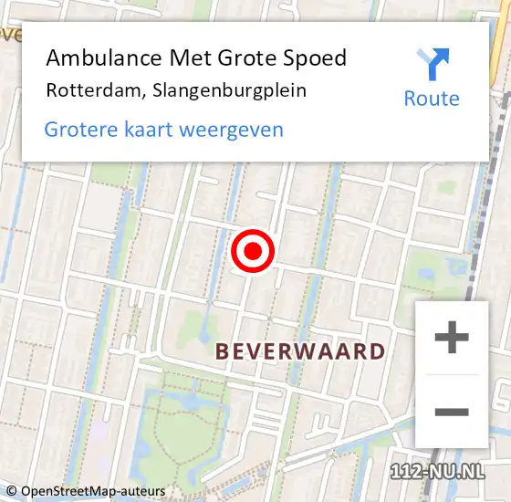 Locatie op kaart van de 112 melding: Ambulance Met Grote Spoed Naar Rotterdam, Slangenburgplein op 16 oktober 2019 00:05
