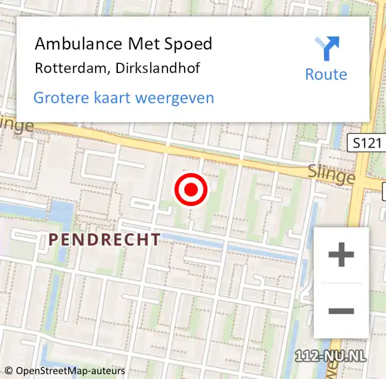 Locatie op kaart van de 112 melding: Ambulance Met Spoed Naar Rotterdam, Dirkslandhof op 16 oktober 2019 01:41