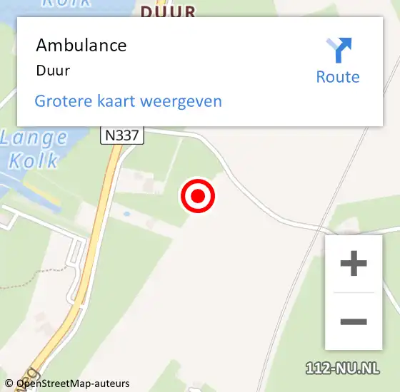 Locatie op kaart van de 112 melding: Ambulance Duur op 16 oktober 2019 08:54