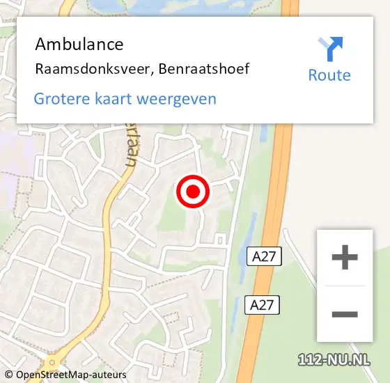 Locatie op kaart van de 112 melding: Ambulance Raamsdonksveer, Benraatshoef op 16 oktober 2019 10:13