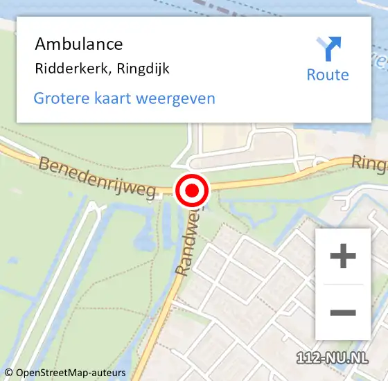 Locatie op kaart van de 112 melding: Ambulance Ridderkerk, Ringdijk op 16 oktober 2019 11:43