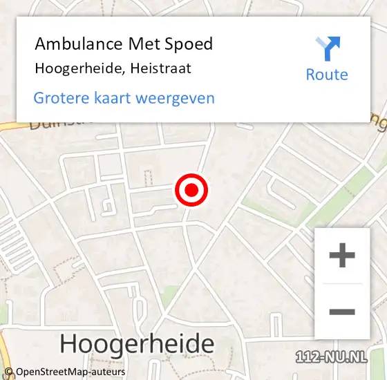 Locatie op kaart van de 112 melding: Ambulance Met Spoed Naar Hoogerheide, Heistraat op 16 oktober 2019 13:28