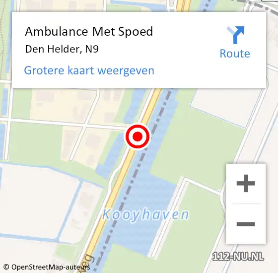 Locatie op kaart van de 112 melding: Ambulance Met Spoed Naar Den Helder, N9 op 16 oktober 2019 16:54