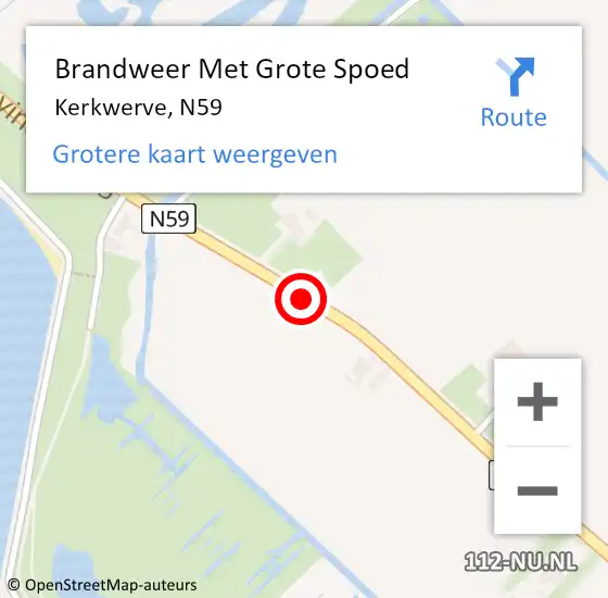 Locatie op kaart van de 112 melding: Brandweer Met Grote Spoed Naar Kerkwerve, N59 op 16 oktober 2019 22:58
