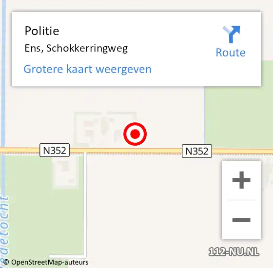 Locatie op kaart van de 112 melding: Politie Ens, Schokkerringweg op 17 oktober 2019 06:02