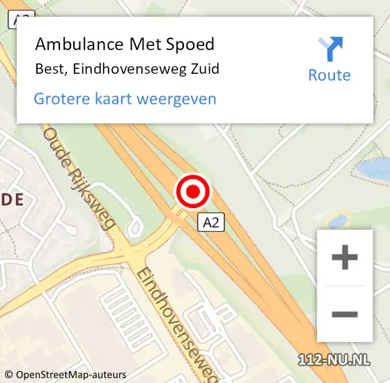 Locatie op kaart van de 112 melding: Ambulance Met Spoed Naar Best, Eindhovenseweg Zuid op 17 oktober 2019 10:53