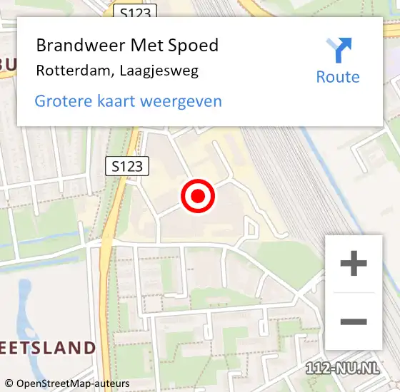 Locatie op kaart van de 112 melding: Brandweer Met Spoed Naar Rotterdam, Laagjesweg op 17 oktober 2019 11:05
