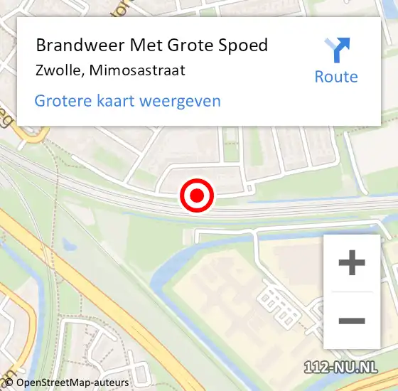 Locatie op kaart van de 112 melding: Brandweer Met Grote Spoed Naar Zwolle, Mimosastraat op 17 oktober 2019 12:13