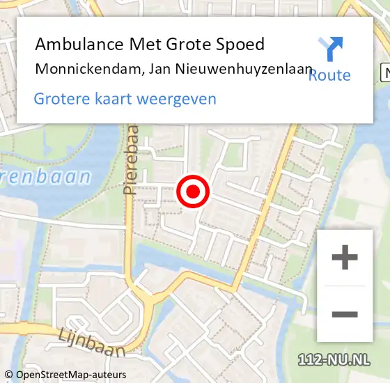 Locatie op kaart van de 112 melding: Ambulance Met Grote Spoed Naar Monnickendam, Jan Nieuwenhuyzenlaan op 17 oktober 2019 20:03