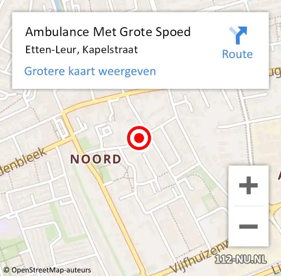 Locatie op kaart van de 112 melding: Ambulance Met Grote Spoed Naar Etten-Leur, Kapelstraat op 17 oktober 2019 21:10