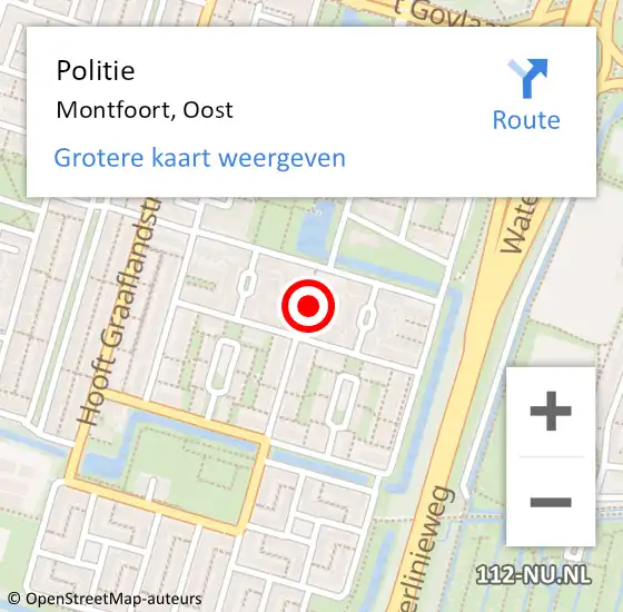 Locatie op kaart van de 112 melding: Politie Montfoort, Oost op 17 oktober 2019 23:29