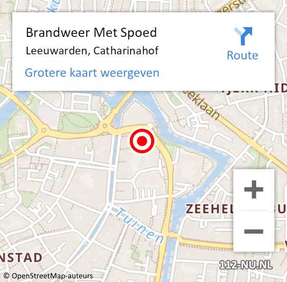 Locatie op kaart van de 112 melding: Brandweer Met Spoed Naar Leeuwarden, Catharinahof op 17 oktober 2019 23:49