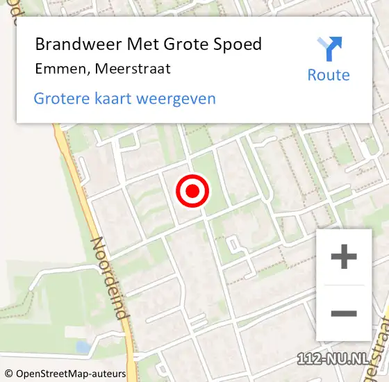 Locatie op kaart van de 112 melding: Brandweer Met Grote Spoed Naar Emmen, Meerstraat op 18 oktober 2019 01:33