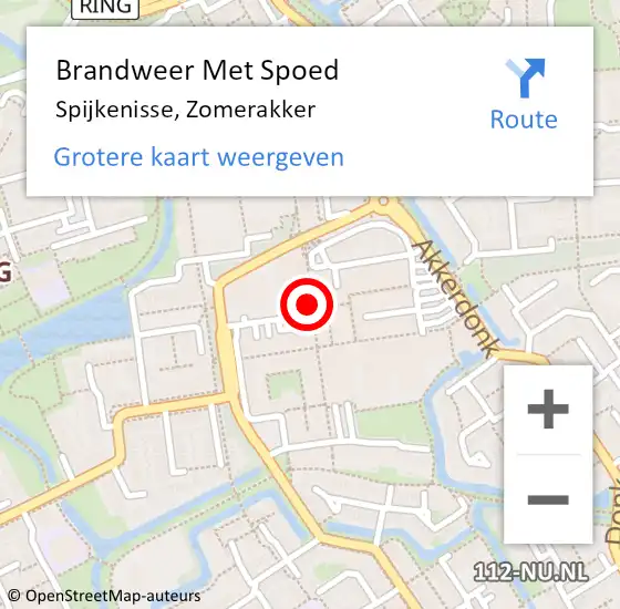 Locatie op kaart van de 112 melding: Brandweer Met Spoed Naar Spijkenisse, Zomerakker op 18 oktober 2019 13:25